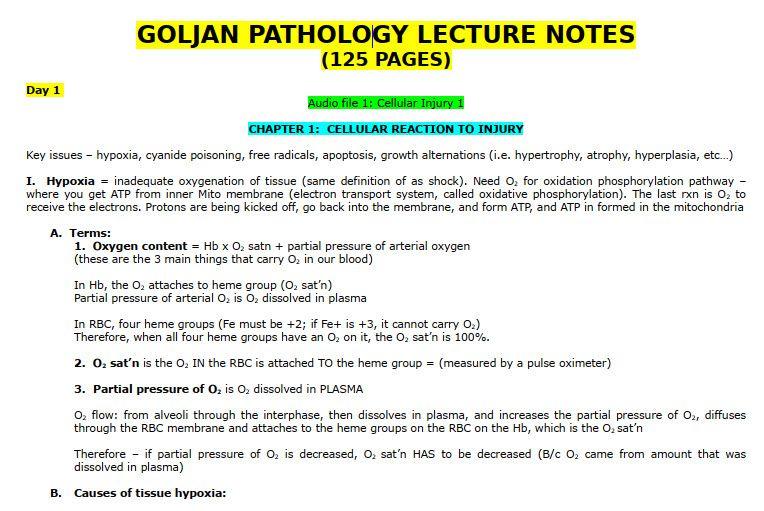 Goljan Pathology Lecture Notes
