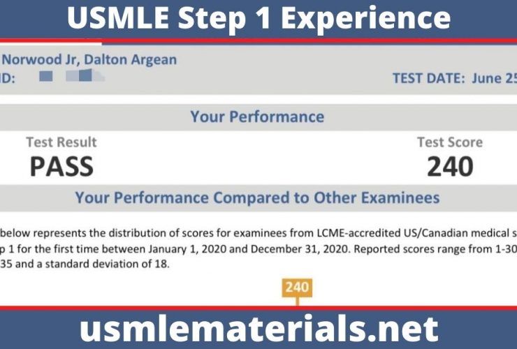 2021 USMLE Step 1 Experience Score 240